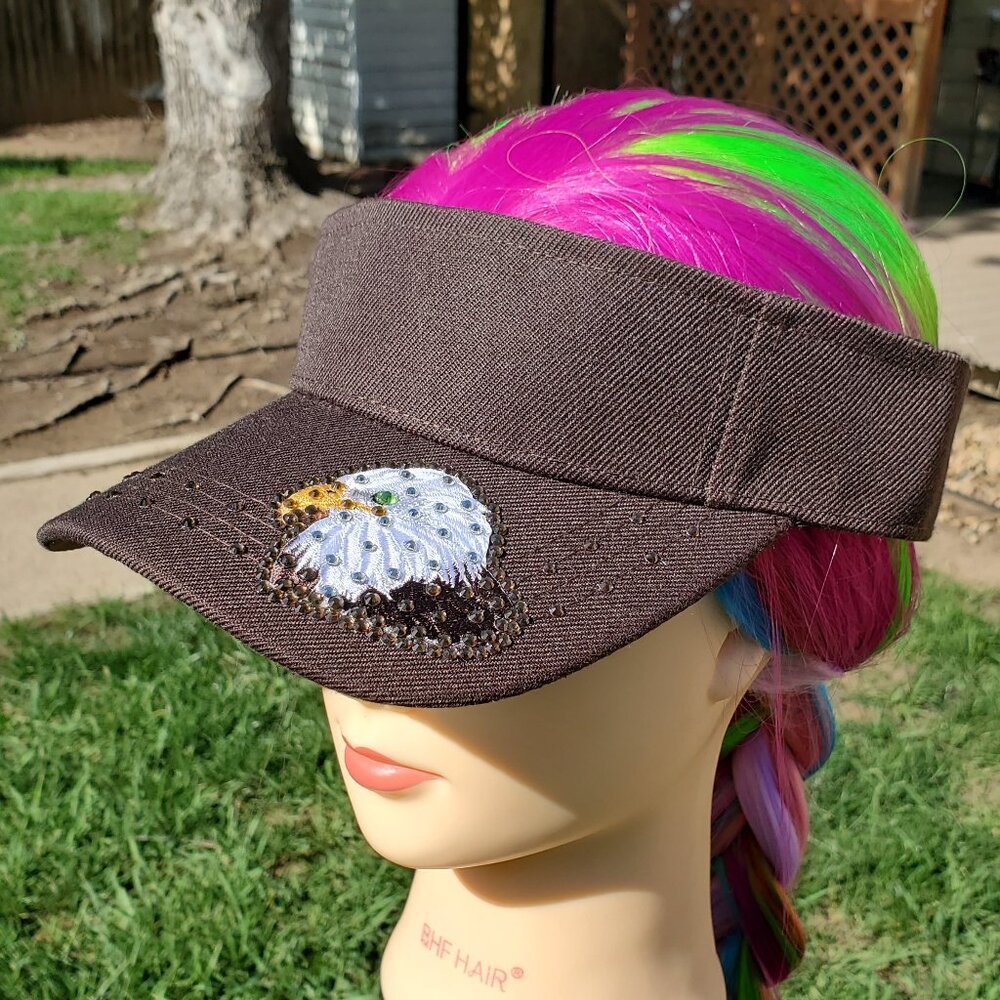 Ladies Brown BLING Sun Visor NEW